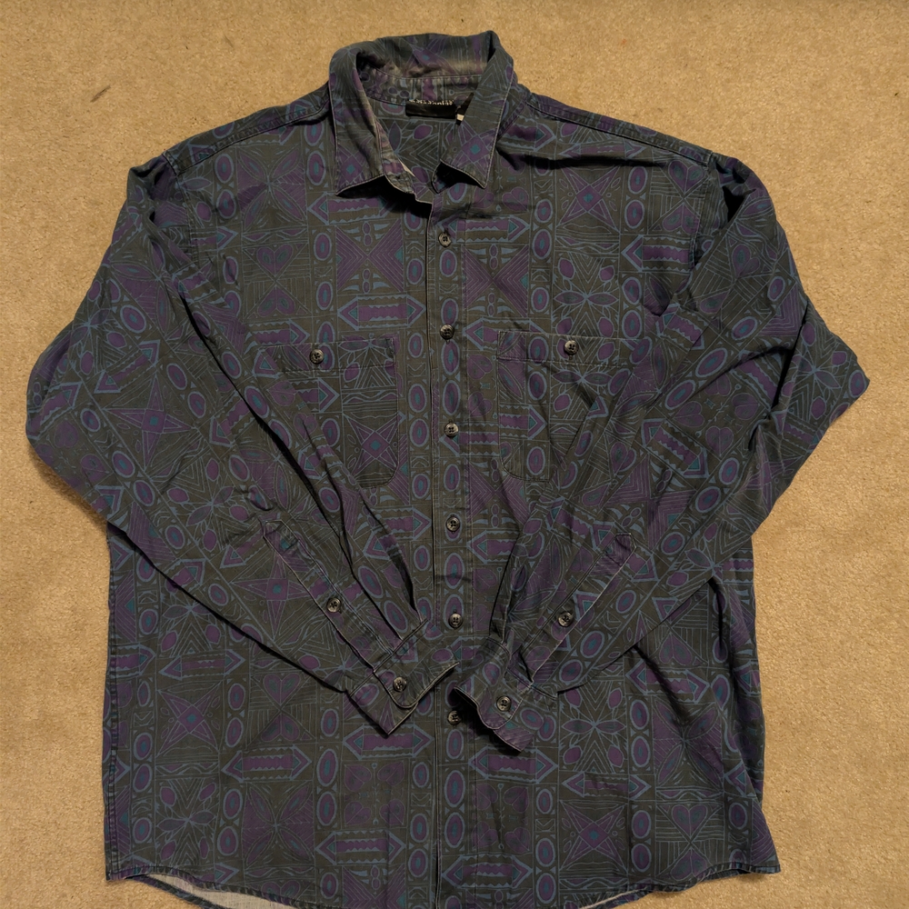 Vintage Patagonia Blue and Purple Casual Button Down Shirt